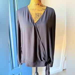 LOFT Black Wrap Blouse